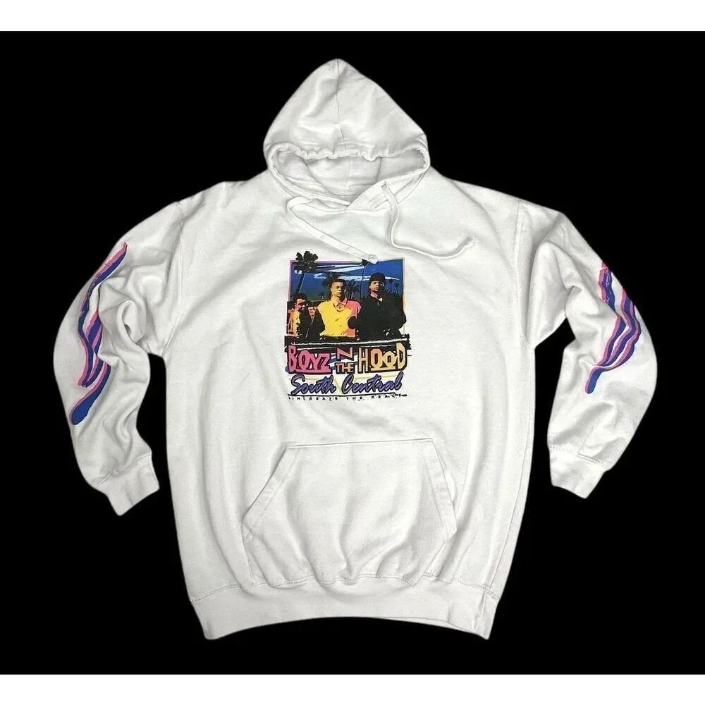 Philcos Boyz N The Hood Throw Back White Graphic Hoodie Pullover Size Large
